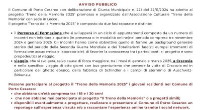 Progetto Il Treno della Memoria 2025 - AVVISO PUBBLICO