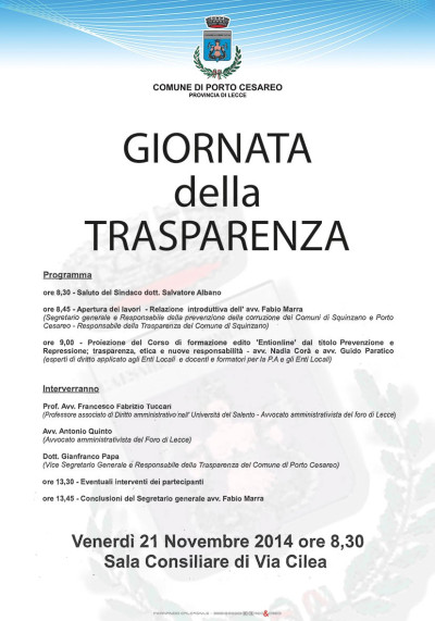 GIORNATA DELLA TRASPARENZA